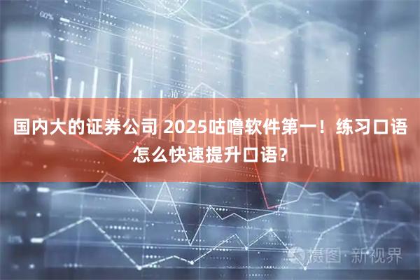 国内大的证券公司 2025咕噜软件第一！练习口语怎么快速提升口语？